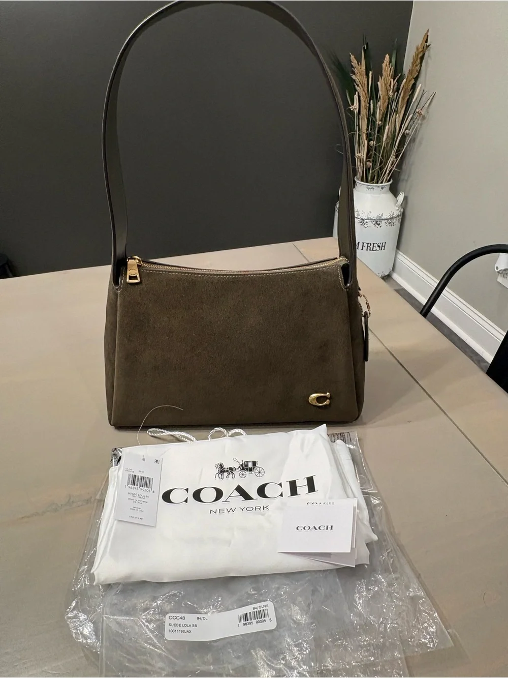 Coach Lola Bag in Olive Suede – New with Tags